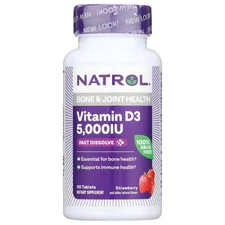 Natrol Vitamin D3 Fast Dissolve - Strawberry 5,000 Iu (125 mcg) 90 Tabs