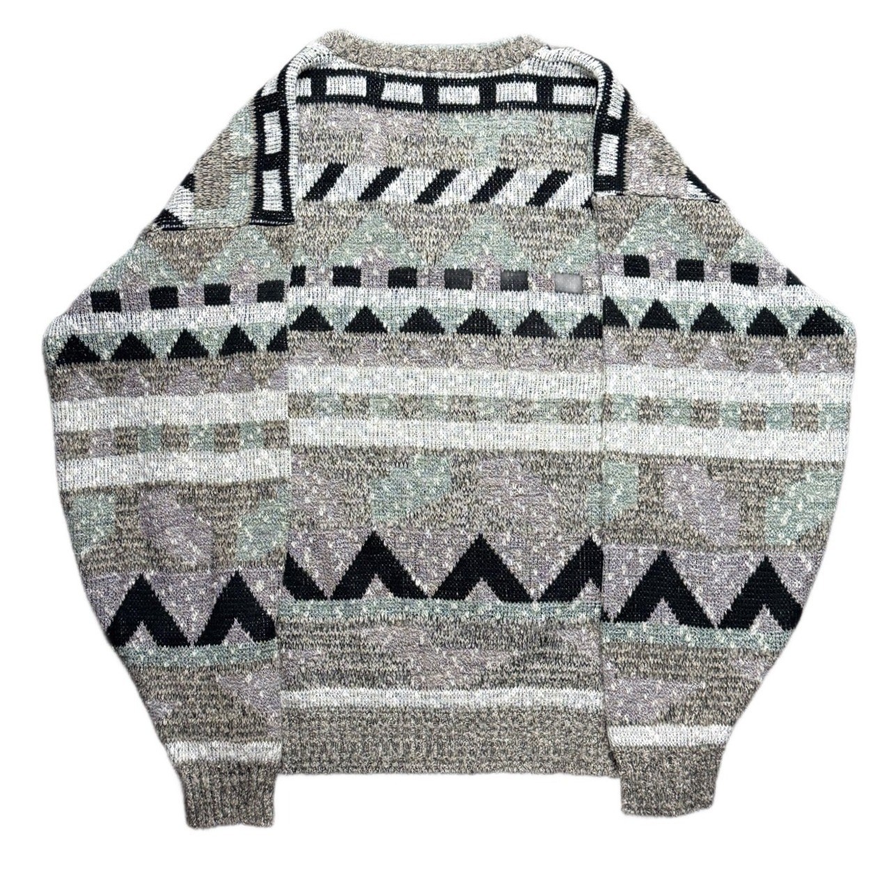 Method Vintage Geometric Pattern V-Neck Knit Swea… - image 2