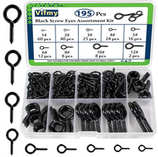 Screw Eyes Assortment Kit 195Pcs ,0.75" 0.78" 0.90" 1" 1.1" 1.18" 1.39" 1.57" 1.