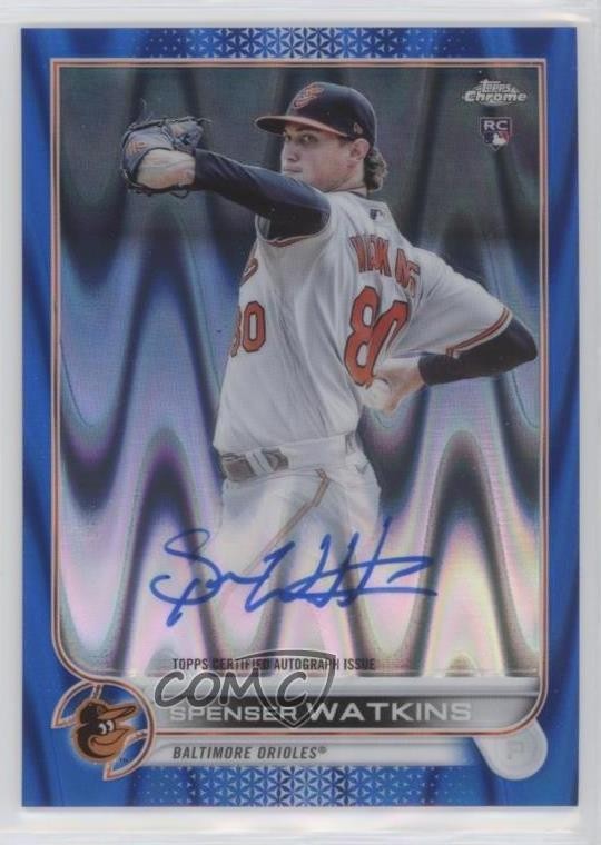 2022 Topps Chrome Rookie Blue RayWave Refractor 73/150 Spenser Watkins Auto 1b8