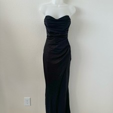 NWT Windsor Black Jaqueline Strapless Thigh Slit Glitter Long Maxi Formal Dress