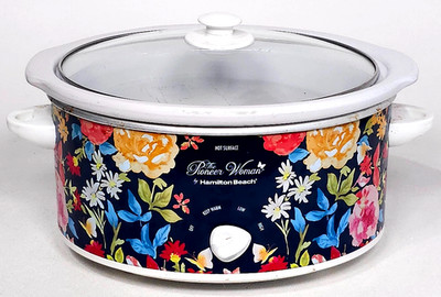 Hamilton Beach Fiona Pioneer Woman 6 Qt Blue Floral Crock Pot Slow Cooker