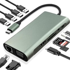 USB C Hub 11-in-1 Docking Station, Type-C Multiport Adapter with 4K HDMI, VGA...