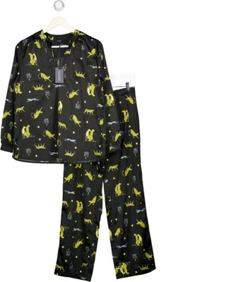 FIGLEAVES Pyjama-Set schwarz Gepard Satin UK 10