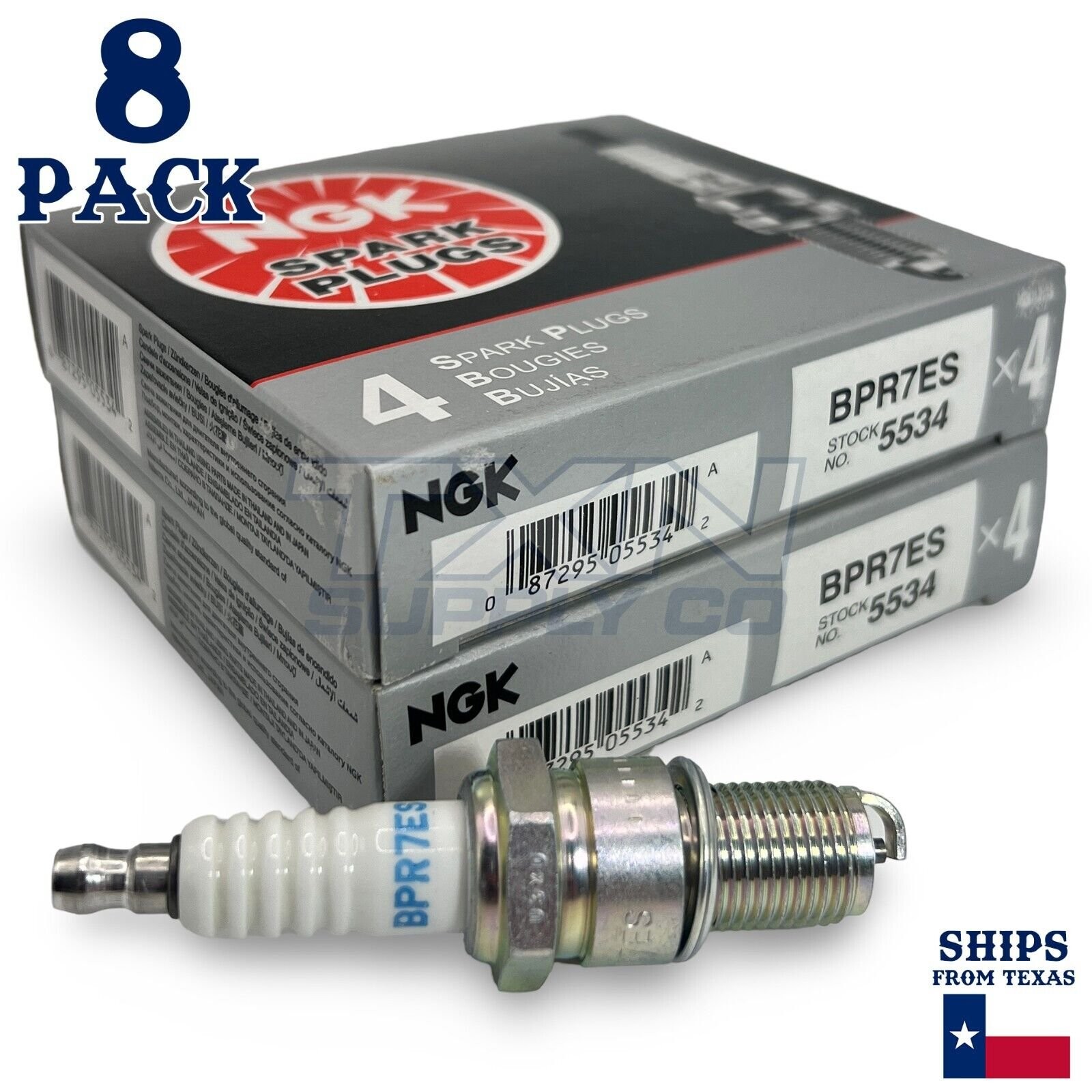 NGK 5534 Spark Plugs BPR7ES - 8 Pack