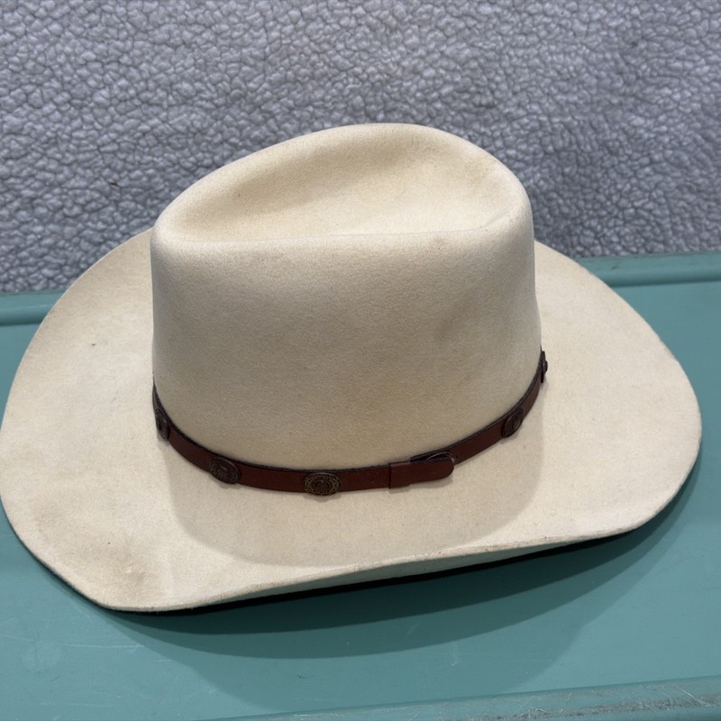 Vtg Ivory Bradford Western By Resistol XX Premium Wool Men's Cowboy Hat Sz 7 1/8