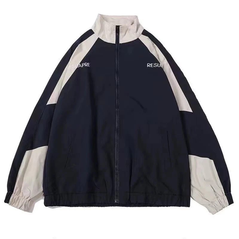 Colorblock Zip Up Windbreaker Varsity Jacket