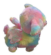 Justice Rainbow Tie Dyed Llama w Wings Reversible Flip Sequins Sequin Plush 10"