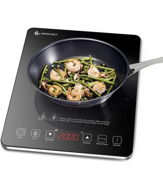 Induktionskochfeld 1 Platte, Kochplatte Induktion mit ultradünnem Design, 20-...