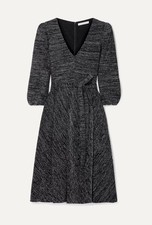 Alice + Olivia Coco Metallic V-Neck Wrap Midi Dress Women’s 12 Party Cocktail