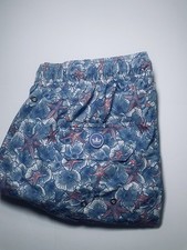 Peter Millar Seaside Mens Medium Blue Pink Starfish Shell Print Swim Trunks 8in