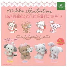 mikko illustrations LOVE FRIENDS Figure / Gacha Full Set of 4 Capsule Toys Japan
