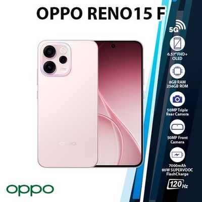 (New) OPPO Reno15 F 5G Android Cell Phone (PINK/8GB+256GB/Dual SIM/Unlocked)