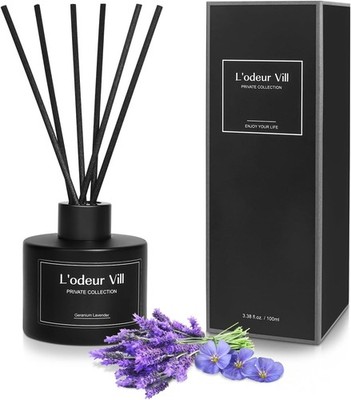 Raumduft Reed Diffuser 100ml Lavendel-Geranie mit 8 Duftstäbchen für Wohnzimmer