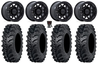 KMC Torx Bdlk 15'' Wheels Bk +38mm 34'' MT911 Tires RZR TS/RS1
