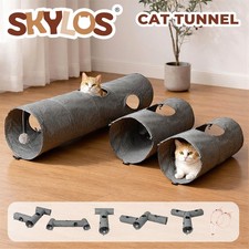 Skylos Large Cat Tunnels 3 Pcs Modular Foldable Linen Tube Kittens Rabbits Toys