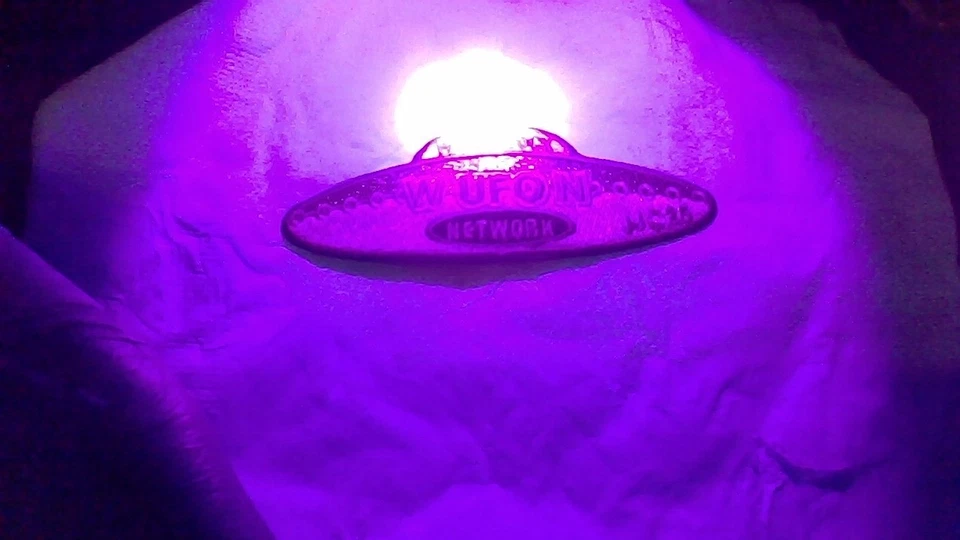 cloth emblem patch  WUFON Woodstock UFO Network 4" wide 1 3/4" high saucer shape - Image 4 of 4