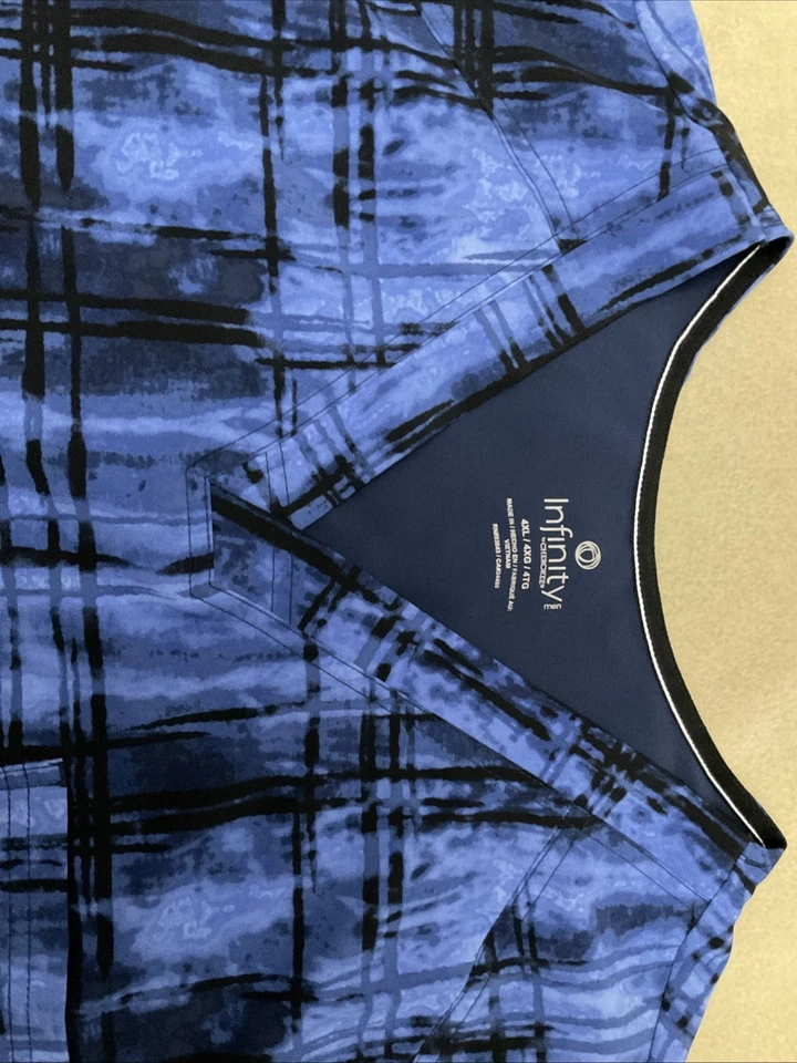 Cherokee Infinity Men Scrub Top 4XL Active Blue Pattern - Image 2 of 4