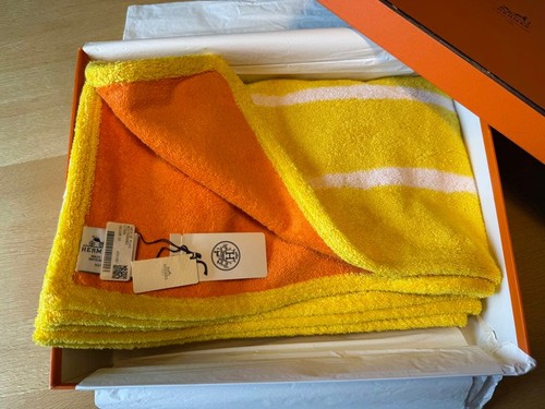 HERMES TAPIS DE PLAGE MEDITERRANEE CITRON Beach Towel Sofa Cover Rug