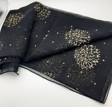Vintage NWT 1970's Anne Klein for the Vera Company Wrap/Scarf Black Sheer/gold
