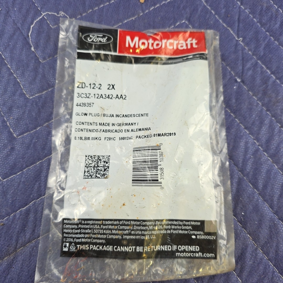 Genuine Motorcraft ZD12 Diesel Glow Plug Ford 3C3Z12A342AA 2 Pcs