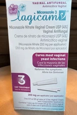 Lagicam Miconazole 3 Vaginal Yeast Infection Antifungal 3-Day Treatment Exp 6/27
