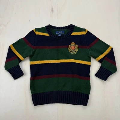 Pull Polo Ralph Lauren Rayé Écusson Brodé Taille 2ans /2T - Photo 1/4