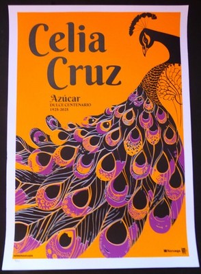 CELIA CRUZ #1 Cuban Screen-print Poster Salutes 2025 Centenary of QUEEN OF SALSA