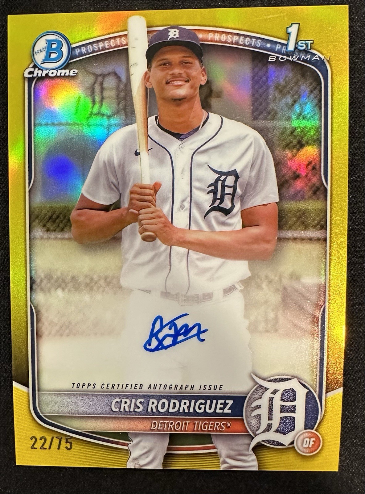 2025 Bowman Chrome Cris Rodriguez Yellow Refractor Auto /75 #CPA-CR Tigers