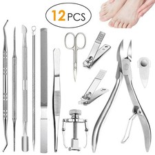 12Pack Stainless Steel Nail Treatment Foot Hands Pedicure Tool Clipper Kits