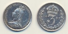 Great Britain: 1887 Threepence Queen Victoria silver 3d Jubilee Head Prooflike 
