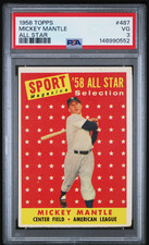 🔥1958 Topps - Sport Magazine '58 All Star Selection Mickey Mantle #487 psa 3🔥