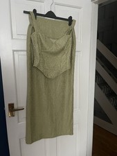 Sage Green Maxi Skirt Coord Set Size L 12/14 Corset Style Top