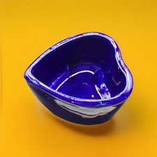 Heart-Shaped Cobalt Blue Ceramic Trinket & Catch-All Dish 3.25" x 2.75"