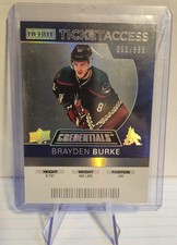 2021-22 Upper Deck Credentials Debut Ticket Access #62 Brayden Burke /999