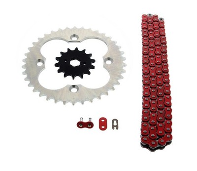 1993-2008 Honda TRX300EX 300EX 520-86 Red Non O Ring Chain Sprocket Silver 14/38