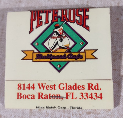 Pete Rose Ballpark Cafe Match Book Unused Hit King Cincinnati Reds 