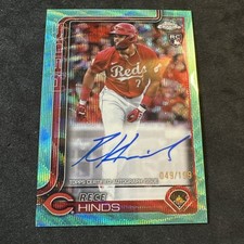 2025 Topps Chrome Rece Hinds RC! Auto Teal Refractor #d /199 Reds