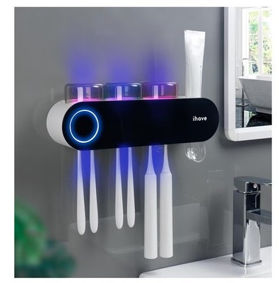 iHave Wall Mounted Electric Toothbrush Holder w/ UV Sanitizer, 3 Cups &...