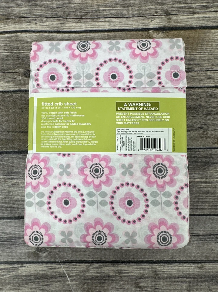 Простыня на резинке для кроватки Circo белая розовая с цветочным рисунком 100% хлопок 200 нитей 28x52 - Изображение 3 из 3