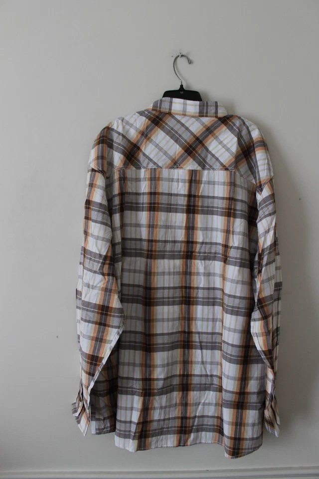 Nuevo Con Etiqueta Akademiks Camisa de Vestido Caqui A Cuadros Botón Manga Larga Hombre 5XL Foto 3 de 3