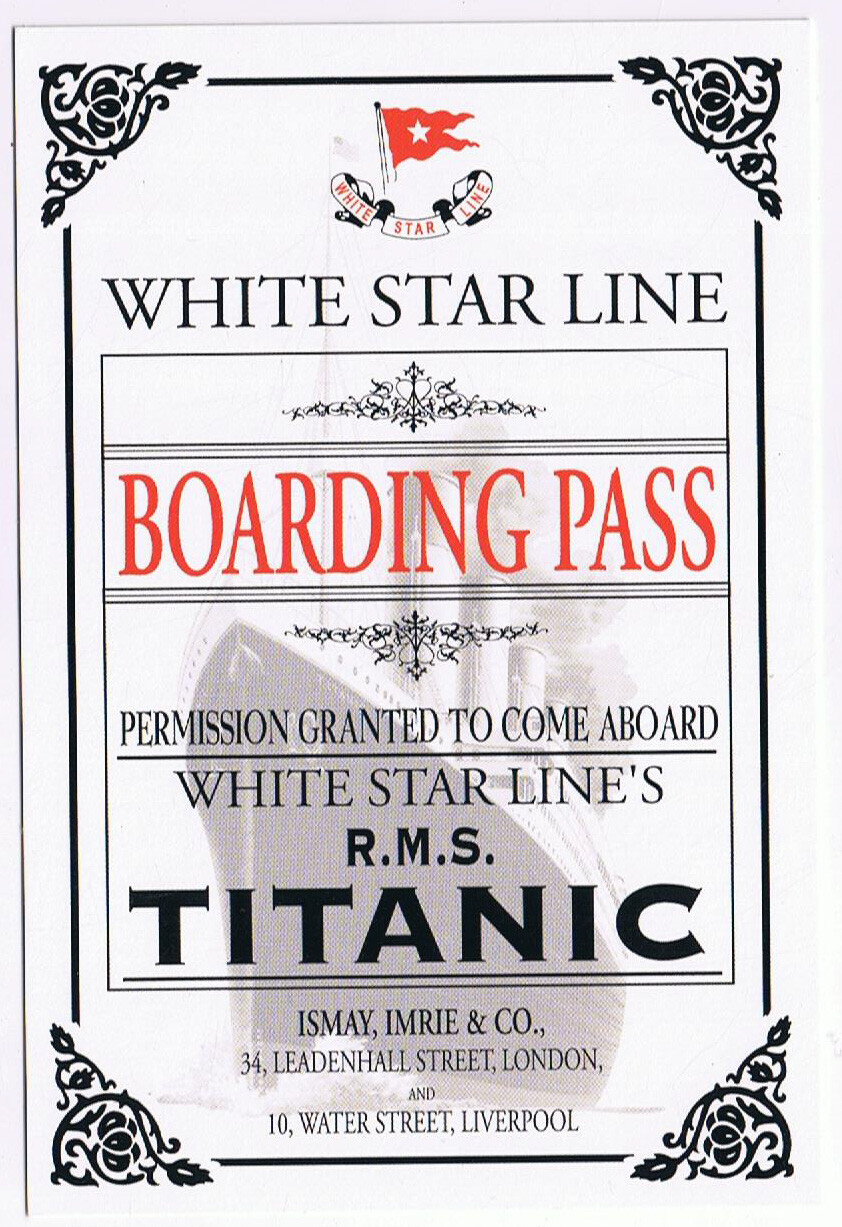 Titanic White Star Line Boarding Pass Postcard Vintage Souvenir