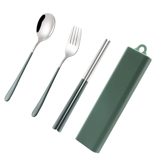 Cucchiaio Acciaio Inox Forchetta Bacchette Viaggio Campeggio Utensili Metallo - Foto 8 di 12