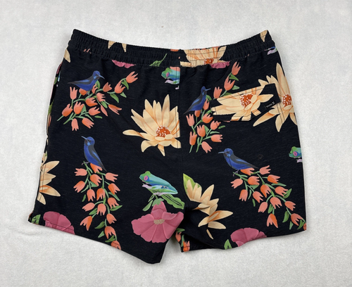 Roark Hemp Board Shorts Men Medium Tropical Floral Frog Bird Swim Beach - Picture 11 of 12
