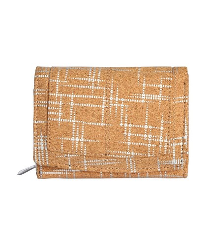 Ladies Designer Cork Vegan Leather RFID Blocking Clutch Wallet with Zip Pocket - Picture 17 of 19