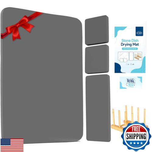 Stonite Stone Drying Mat For Kitchen Counter BUNDLE - Oversink Dish Drying Ra
