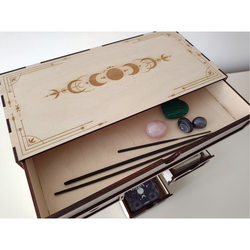 Caja de almacenamiento de cartas del tarot grande, soporte de baraja de tarot 12, organizador de cristal y joyas - Imagen 7 de 15