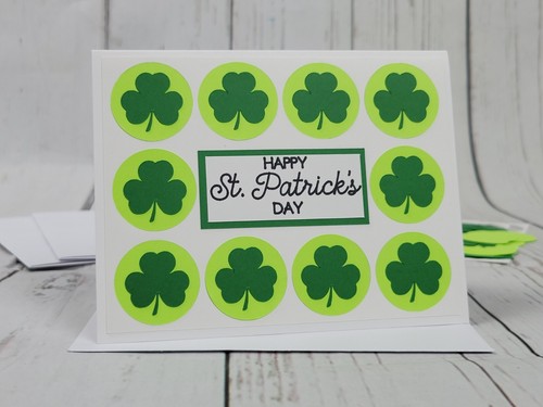 Glücklicher St. Patricks Day Grußkarten-Set #8 [4 Stück, Zum Selbermachen, Kleeblätter, grün] - Bild 1 von 6