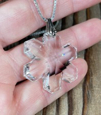 Sterling Silver Crystal snowflake pendant necklace 30  Box Chain Italy