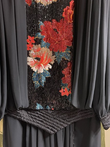 Wayne Clark Aline Marelle Dress Black Chiffon Beaded Floral Rare Vintage - Picture 3 of 24